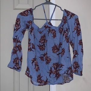 Baby blue flower blouse